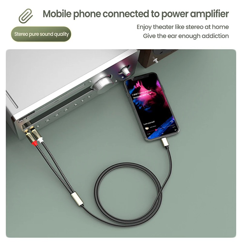Cable RCA de 3,5mm, conector tipo C a 2 RCA, Cable de Audio auxiliar de 3,5mm a 2 RCA, adaptador macho divisor para TV Box, apple tv, altavoz