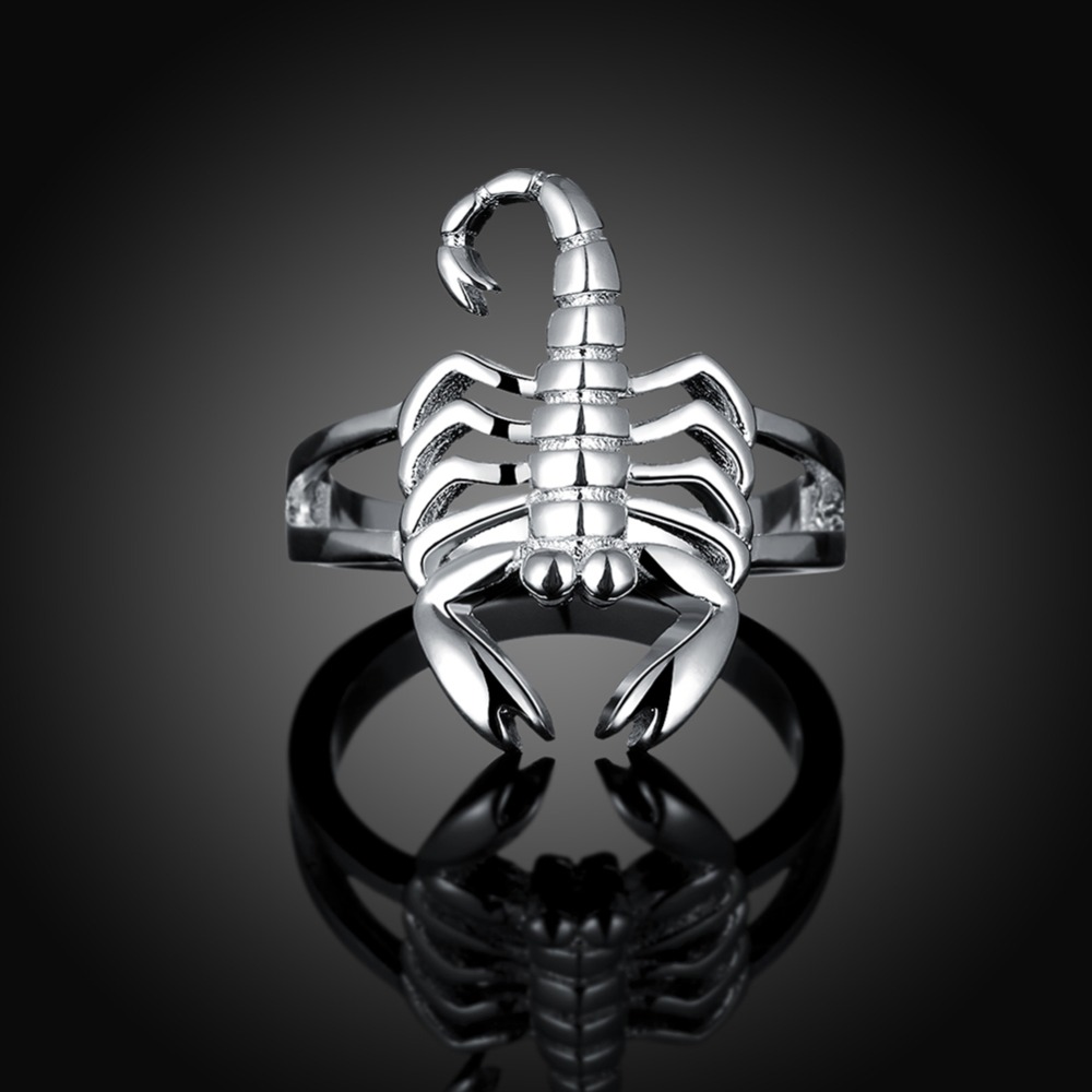 Smuk sølvring skorpion sølvfarve dejlige kvinder dominerende dame ring smykker klassisk  ,r739