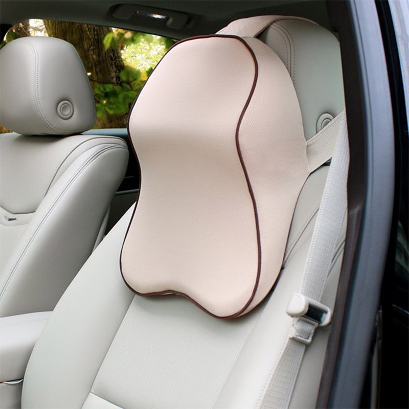 Auto Nek Kussen 3D Traagschuim Hoofdsteun Auto Kussen Zacht Ademend Kussen Voor Slapen In De Auto: Beige