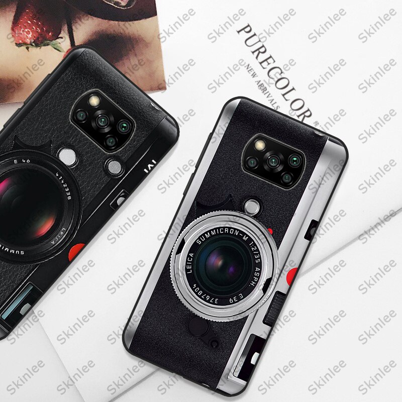 Skinlee Voor Poco X3 Nfc Case Zachte Alle Bescherming Retro Camera Patroon Gamepad Voor Xiaomi Pocophone X3 Telefoon Cover