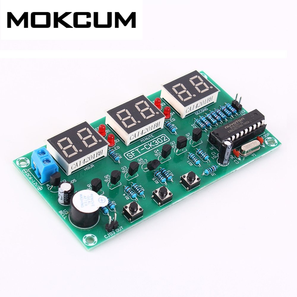 6 Bit DC 6V-12V LED Electronic Clock Module Alarm Clock Countdown Stopwatch Multi-function Digital Electronic Clock Board