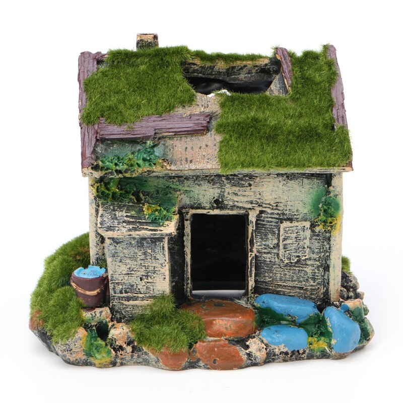 Aquarium landschapsdecoratie hars huis grot aquarium ornament met mos: Default Title