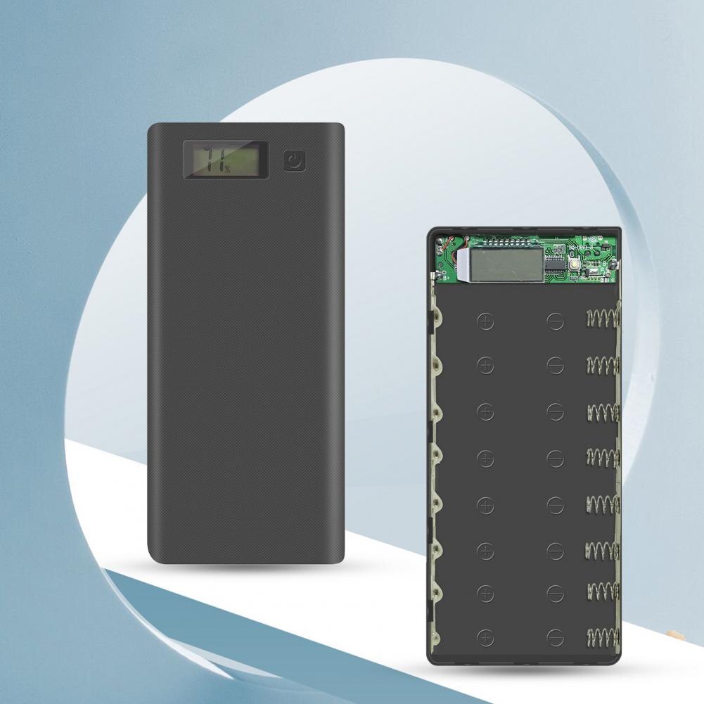Praktische powerbank-hülle aus kunststoff, tragbare powerbank-box mit komfortablem griff, 2 usb-anschlüsse , 8 x akkus 18650 mobile powerbank