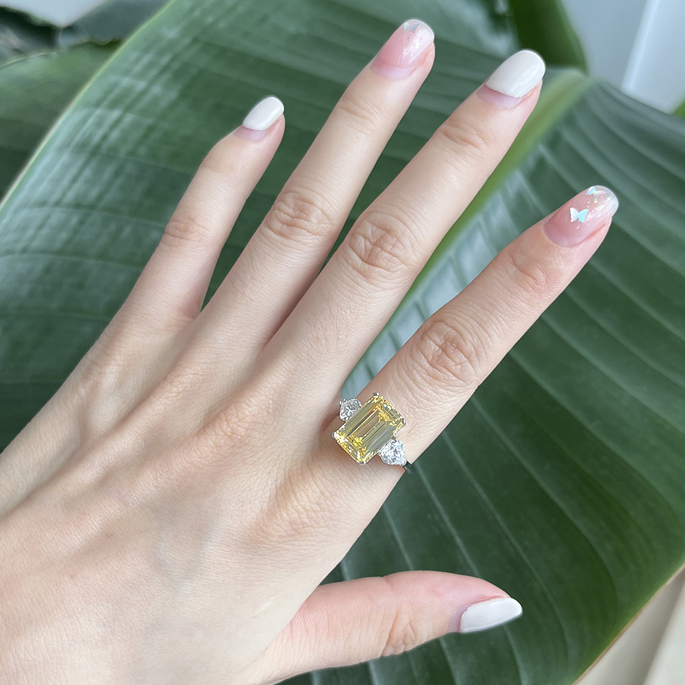 OEVAS, anillos de boda de circón brillante con diamantes de alto carbono de 7 quilates para mujer, joyería de de 100% Plata de Ley 925 de