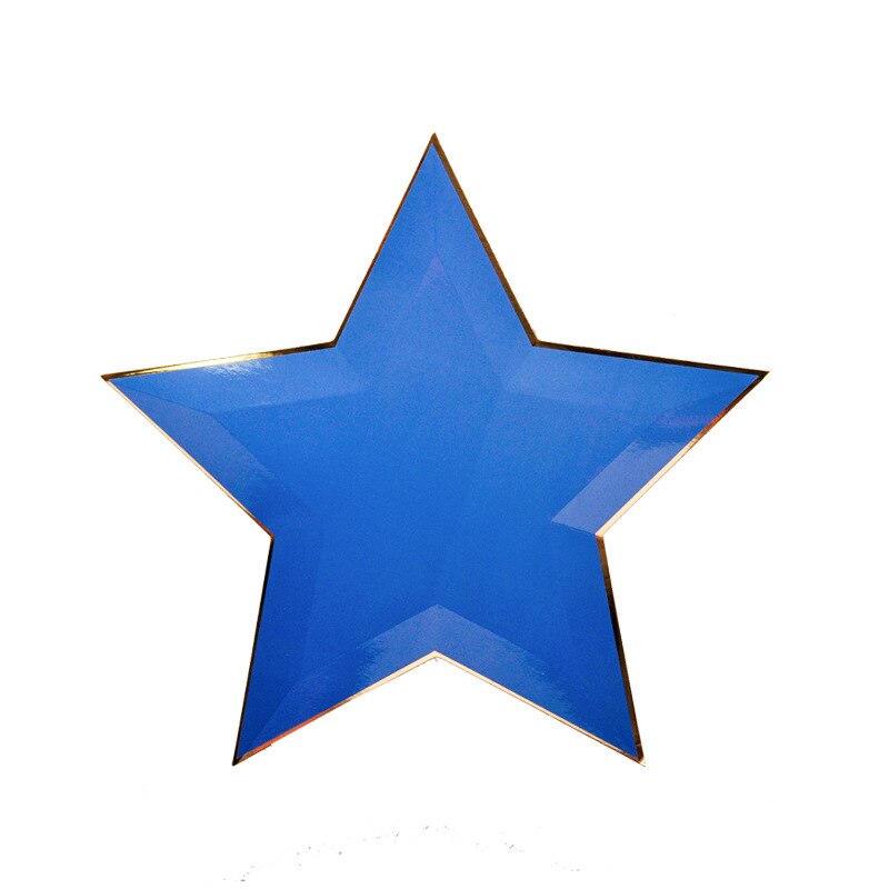 Wegwerp Servies Bruiloft Decoratie 8 Pcs/1 Pack Effen Kleur Vijfpuntige Ster Papier Lade Verjaardagsfeestje Decoraties kids: 8PCS Dark blue
