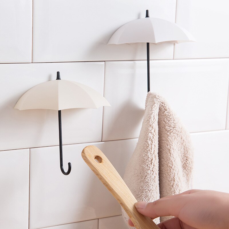 Colgador de pared con forma de paraguas, perchero para colgar artículos pequeños, cocina, baño, almacenamiento, decoración del hogar y la Oficina, 3 unids/lote