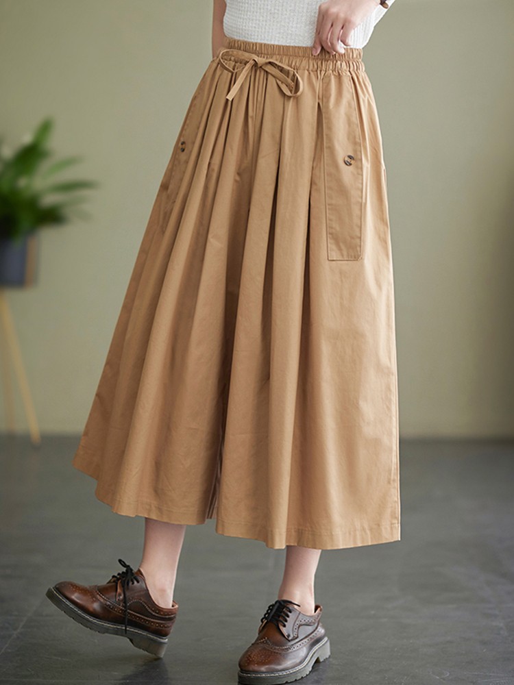 Pantaloni casuale da donna al polpaccio nuovo 2023 proprietà stile coreano tinta unita pantaloni larghi femminili in cotone confortevole B2402