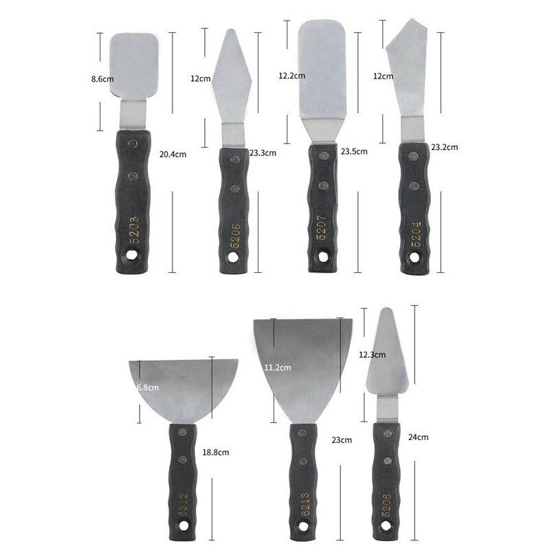 Palette Knife Painting Oil Painting Scraper Black Wood Handle Spatula Palette Knife Painting Painting Tool Set