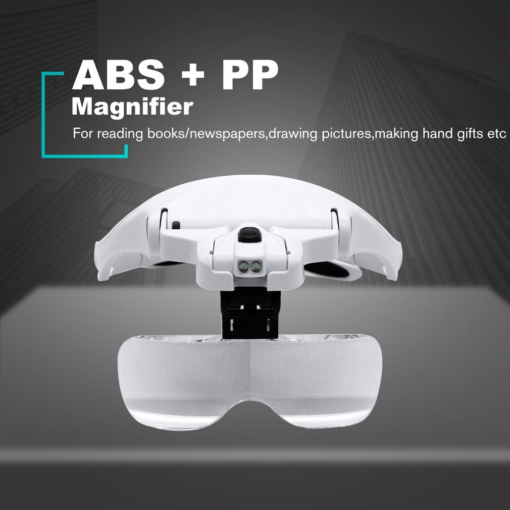 Eyelash Extension 5 Lens Adjustable Headband Magnifying Glass Magnifier w/ LED Light Lamp Magnifying Glasses For False Lashes