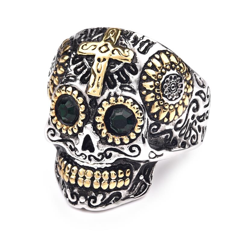 Anillos de motorista de Hip Hop para hombre, anillo Vintage de calavera con cabeza de fantasma, gótico, Punk, Rock, accesorios de joyería para motorista, anillo para dedo