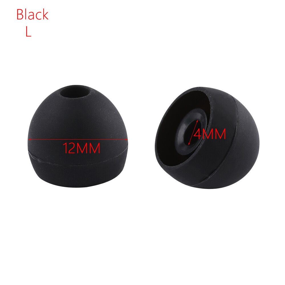 1 Pair Silicone 4MM Replacement In-Ear Earphone Earbuds Ear Tips Cover Cap soft Rubber Universal Replacement Ear Tips: Black L