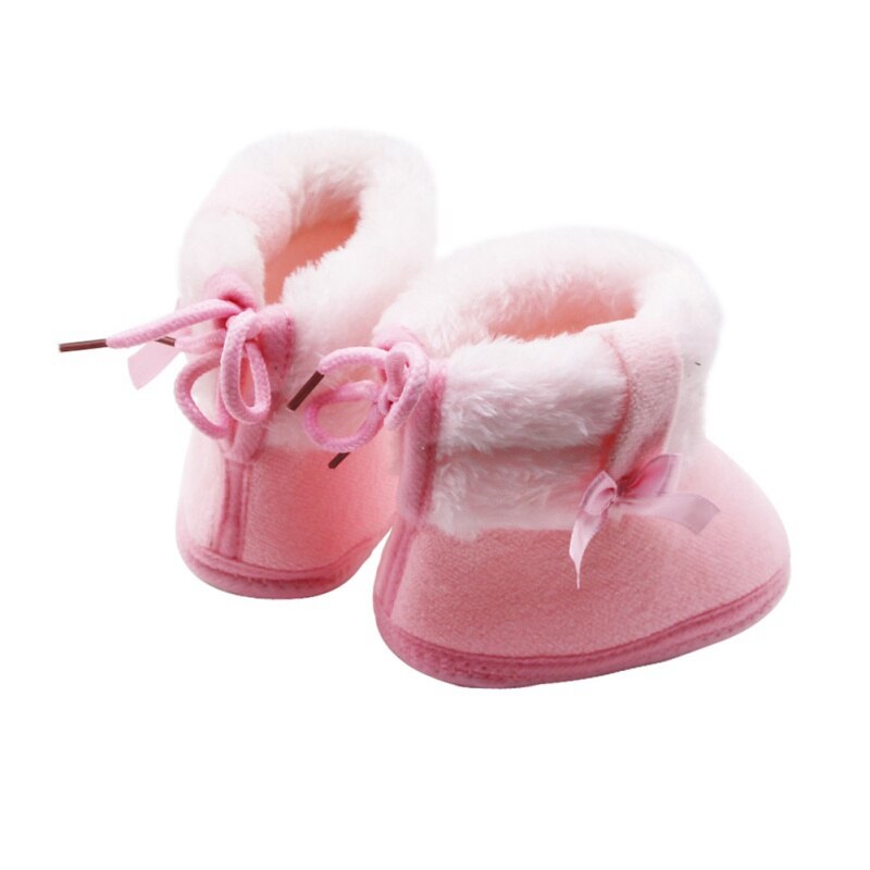 Winter Peuter Infant Pasgeboren Baby Jongen Meisje Winter Bont Snowboots Met Strikje Warme Schoenen Mid-Buis booties Kids Schoenen