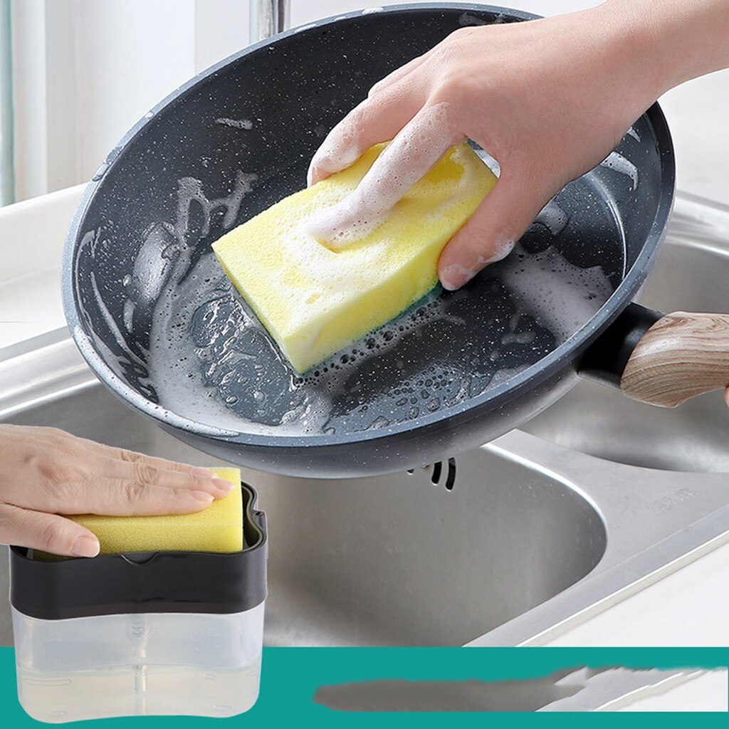 2-in-1sponge Rack Zeepdispenser Zeepdispenser En Spons Caddy 13 Gram Container Spons Aanrecht Zeep Houder Rac