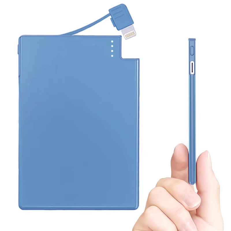 Tntor Mini 4Mm Ingebouwde Powerbank 2500Mah Grote Capaciteit Usb TYPE-C Kabel Tweeweg Snellader Mini Powerbank Voor Iphone Xiaomi: Zilver