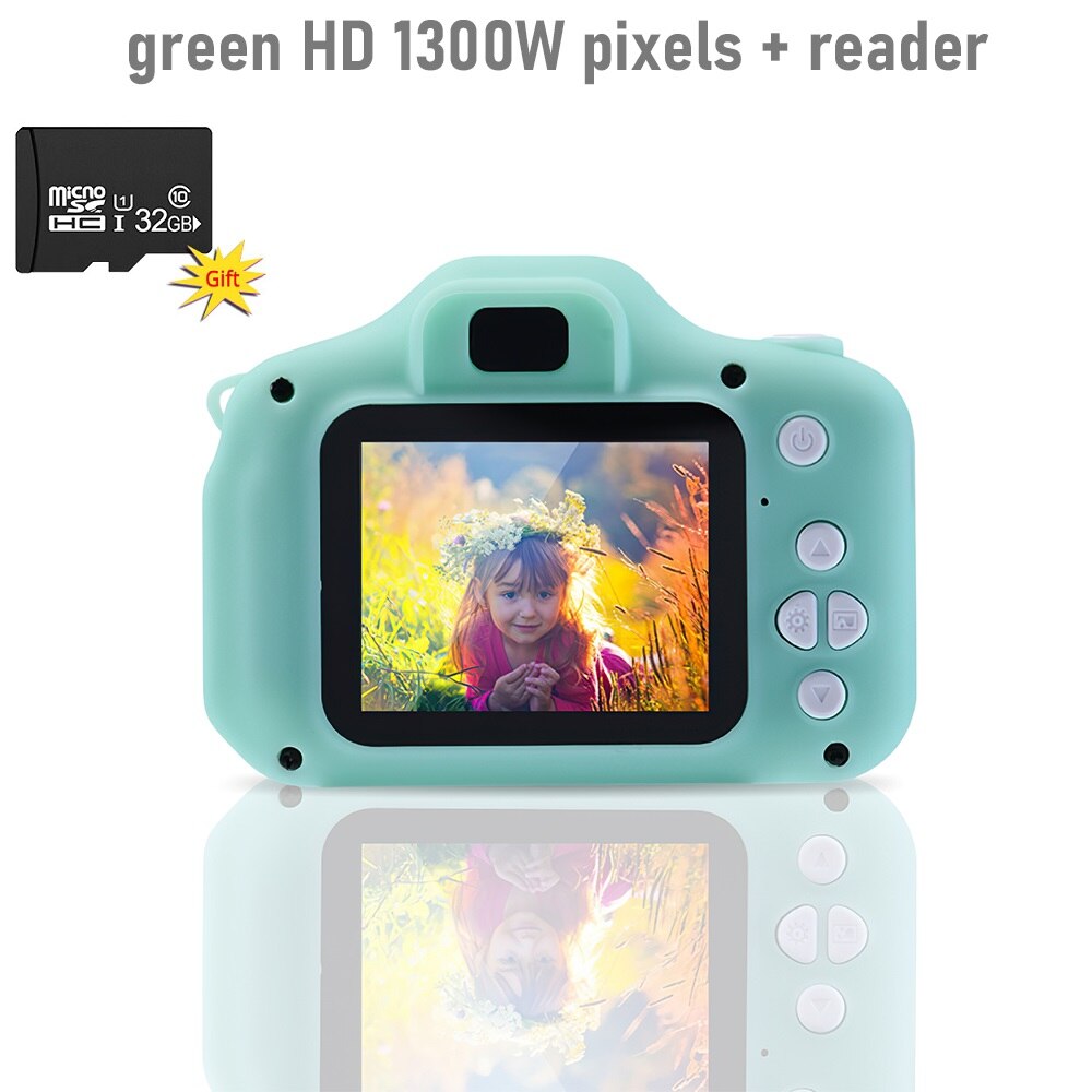 TRAVOR – Mini appareil Photo numérique HD 1080P pour enfants, jouets pour enfants, caméscope vidéo DV, , carte TF de 32 go: Green 1300W pixels