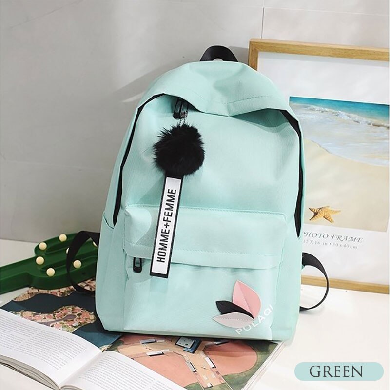 Mode Canvas Rugzak 19Inch Vrouwelijke Schooltas Student Boekentas Meisjes Leuke Reizen Rugzak Schoudertas: Green