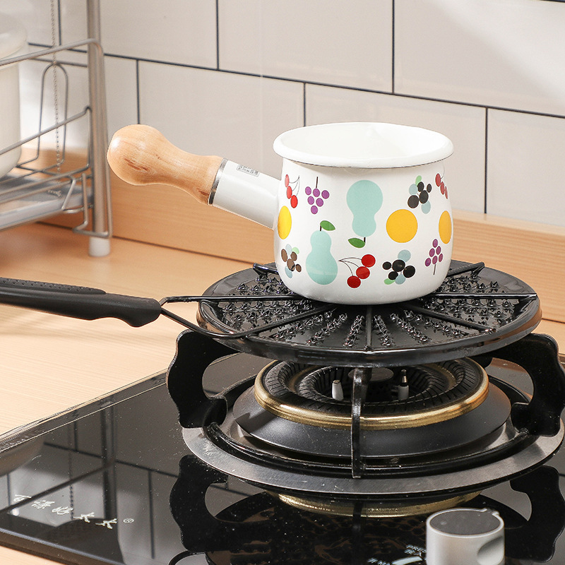 Warmtegeleidingsplaat voor gasfornuis, draagbare warmteverspreider met afneembaar handvat, roestvrijstalen inductieplaat, warmteverspreider geleidingsplaat, inductie-adapterplaat voor melkkoffie
