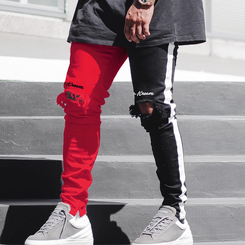Maoxzon heren briefgat slim broek patchwork trend casual athleisure sportkleding jogger potloodbroek voor jeugdjongens