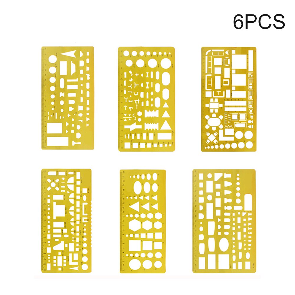 Accessories Construction Ruler Shapes Stencil Symbol House Plan Portable Furniture Templates For Architecture Drafting Tools: 6pcs
