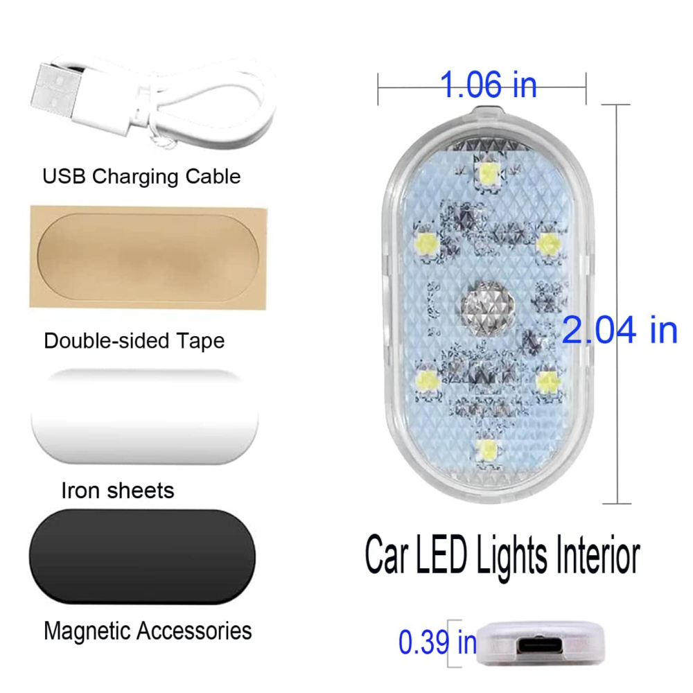 2 Stuks Brood Licht Kofferbak Led Voet Licht Magnetische Touch Licht Auto Led Interieur Licht Auto Dak Verlichting
