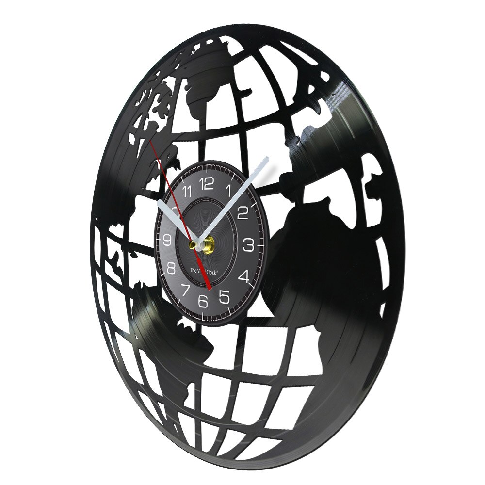 3D Earth Wall Clock Globe Map Home Decor Vinyl Record Wall Clock World Map Interior Modern Clock Housewarming