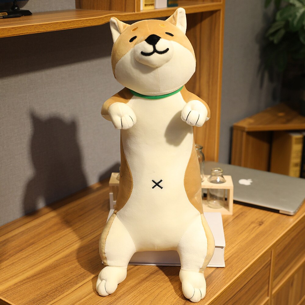60-120cm Cute Shiba Inu Dog & Cat Plush Toys Stuffed Long Animals Sleep Boyfriend Pillow Doll Office Cushion Kids Girls: 120cm / brown dog