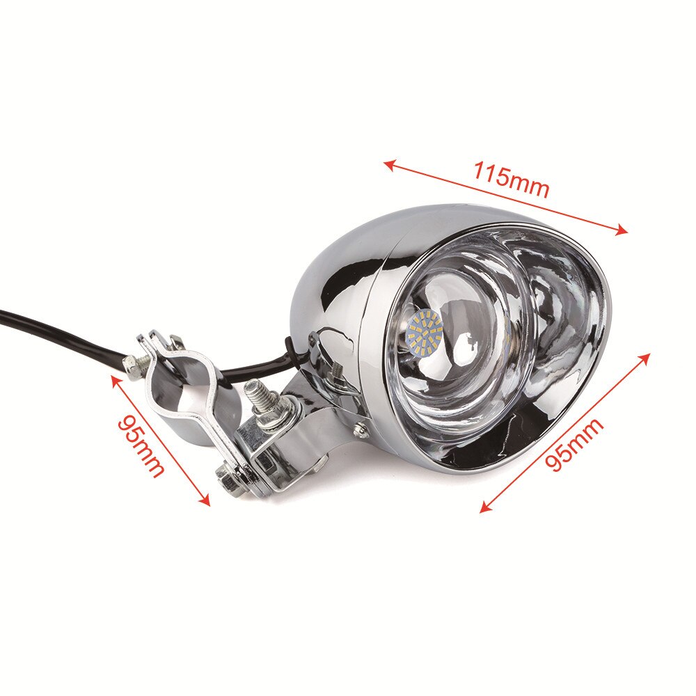 ZORBYZ – lot de feux antibrouillard LED chromés pour motos, 1 ensemble, avec Cage à roulettes, barre de support