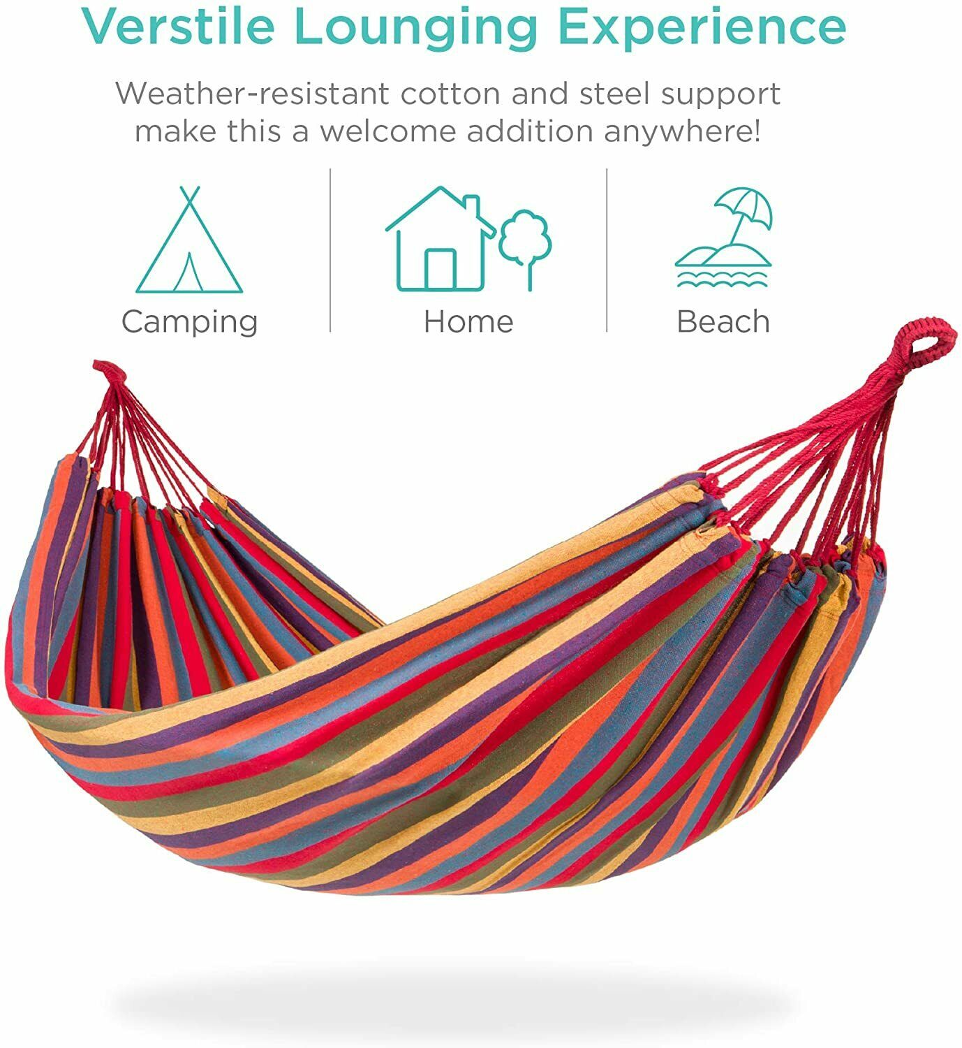 Hamaca para 2 personas al aire libre, hamaca portátil para jardín, lona a rayas, cama colgante, cama para acampar, columpio colgante, equipo para dormir al aire libre