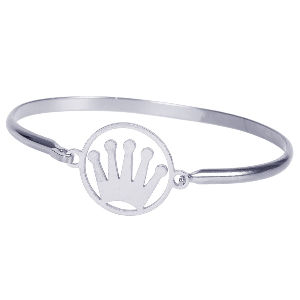 Gouden, zilveren, roestvrijstalen infinity armband met kroon, handbloem, muziek, liefde, punk, dames, vrouwelijke armband, sieraden: Zilveren kroon