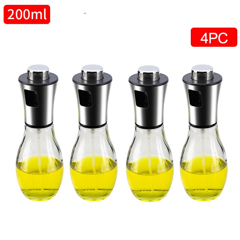 IWELAI Kitchen Baking Oil Chef Motor Oil Spray Empty Bottle Dispenser Cooking Tool Salad Barbecue Cooking Glass Oil Sprayer: 200ML 4PC