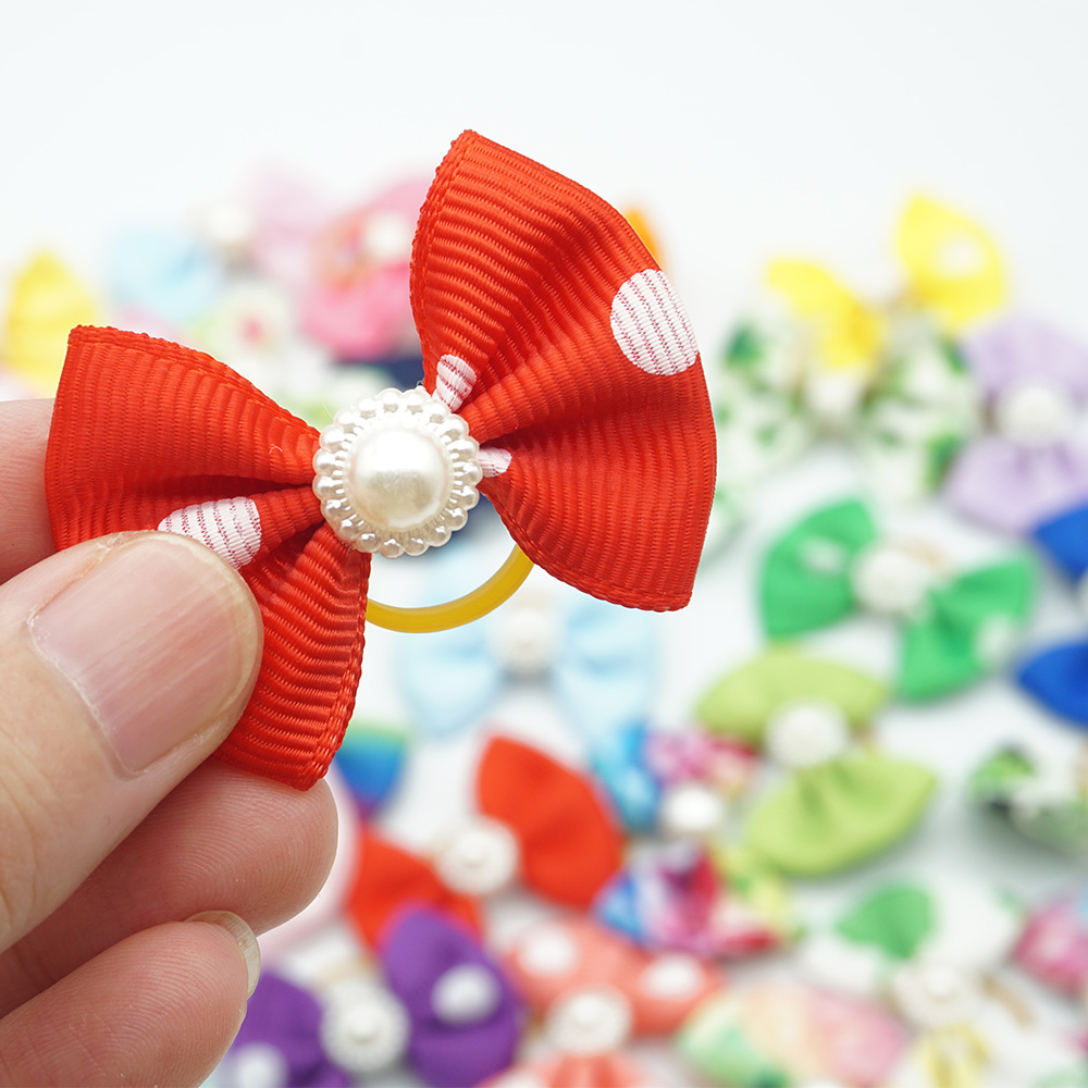 10 piezas de lazos para perros, cinta bonita, accesorios para perros, cuatro tipos, 36 colores, lazos para el pelo para mascotas con banda de goma elástica, de navidad
