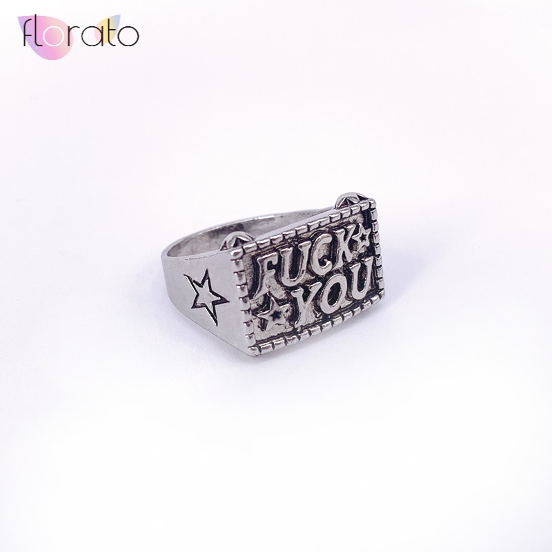 Anillos de aleación de estilo masculino con letra sin fin a la para mujer, anillo de letras iniciales personalizadas para boda, palabra F estilo Punk A30