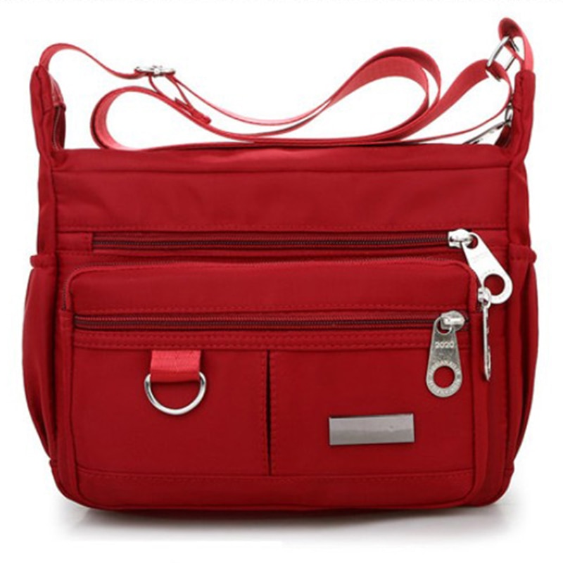 Dame skuldertaske crossbag til kvinder rød/sort crossbody taske nylon