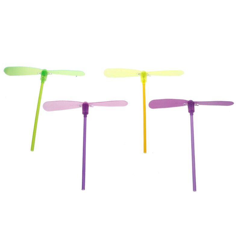 LED-Blitz Kunststoff Bambus Libelle Propeller freundlicher Ich bin Freien Hand Drücken Spielzeug B2QD