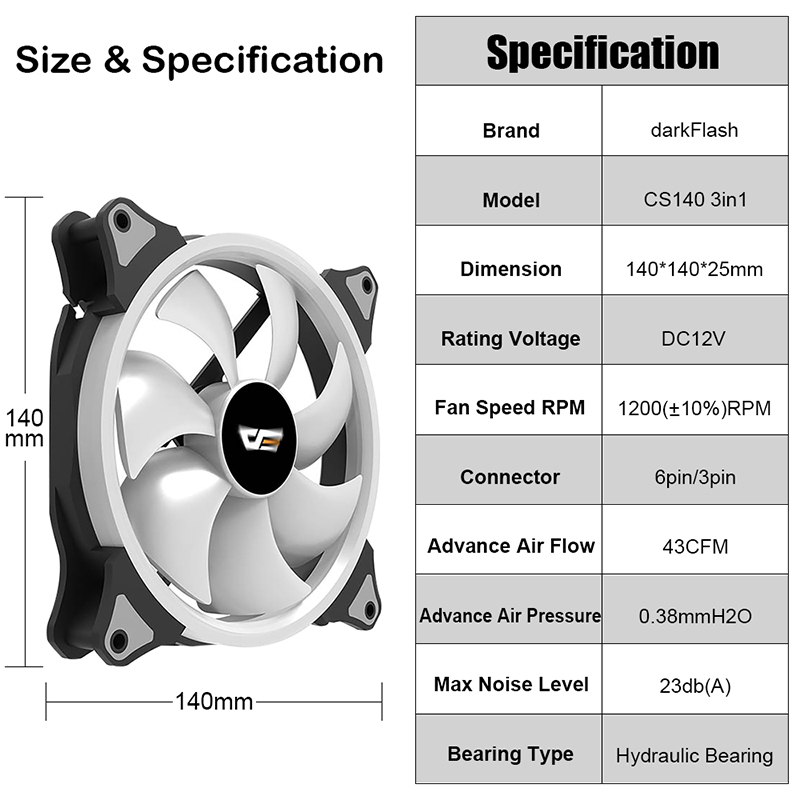 Aigo darkFlash AURA SYNC 3 P-5 V Fan PC Cooling 140mm LED fans PC Computer Cooling Cooler stille Case Fan controller