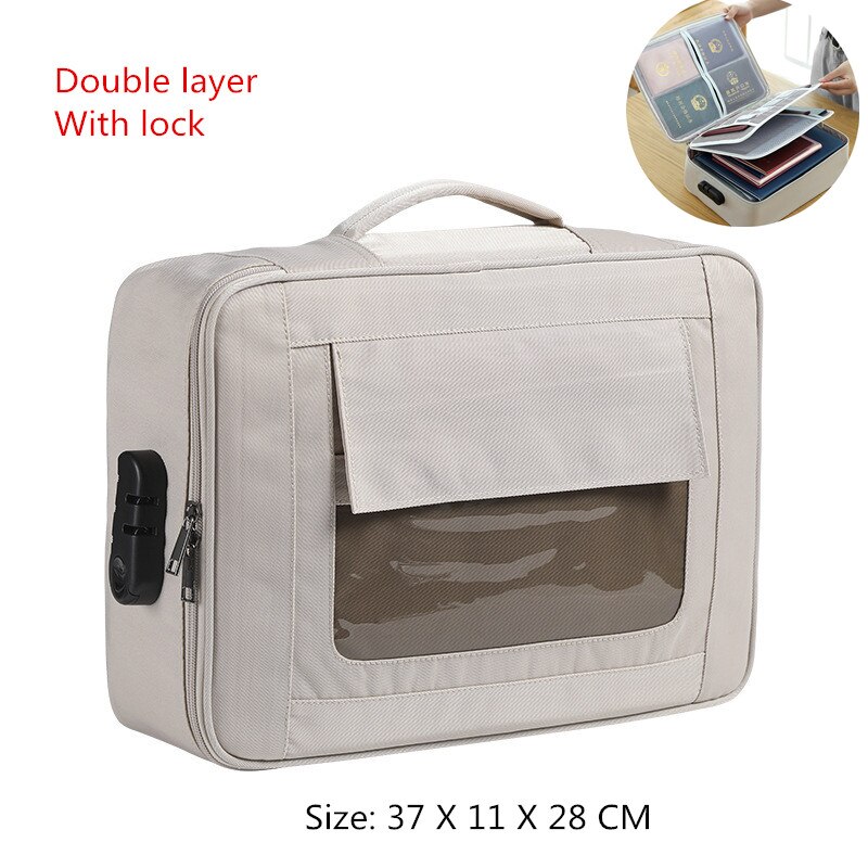 Multifunctional Document Storage Bag Men's Women's Briefcase Id Package Passport Handbags Office Business Pouch Accessories Item: A Khaki