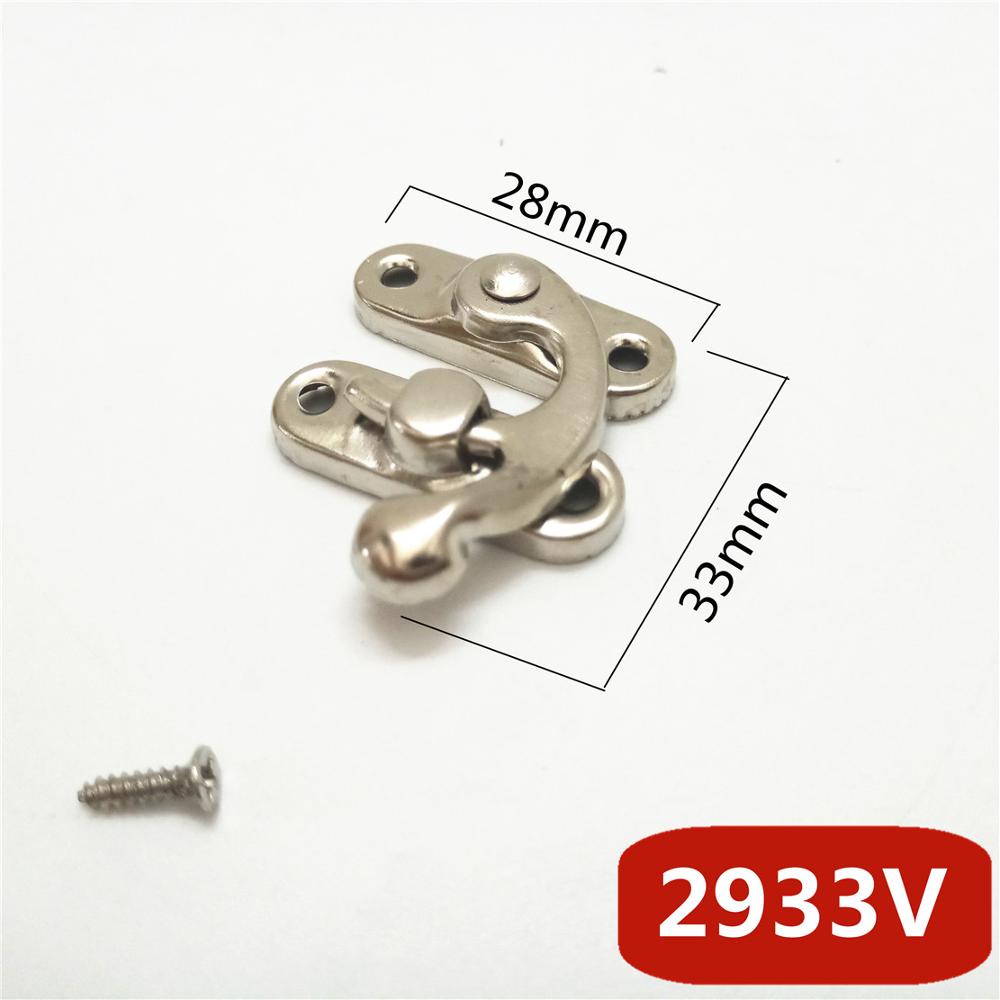 10 st/lot vintage box haspar metall hårdvara möbler trä box väska dekorativ spärr spännen lås hänglås hasp med skruvar: 2933v x 10 st