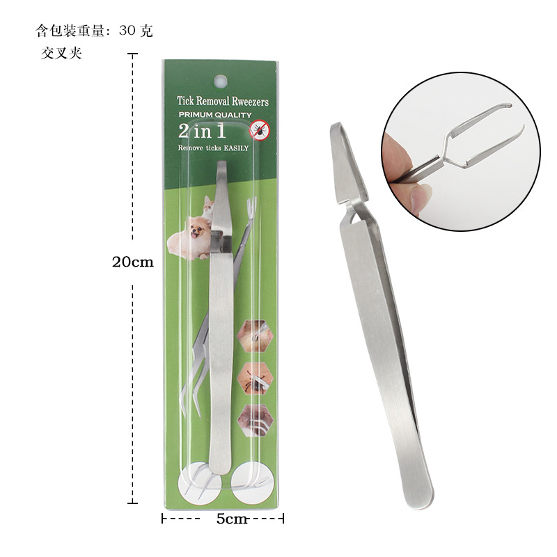 Ferramenta removedora de pulgas para animais de estimação, aço inoxidável de qualidade, gancho para arranhões, conjunto de pinças, gato, cachorro, ferramenta de remoção de carrapatos, suprimentos para tosa de animais de estimação: Azul