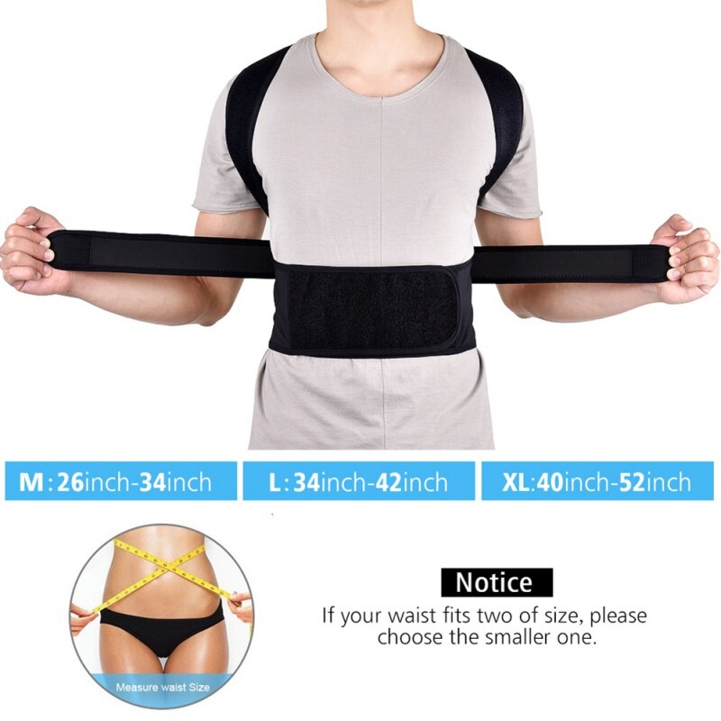 Unisex rugorthese rugleuning uit en stuk steun riem houding korset heren healthszorg corrector de postura back support