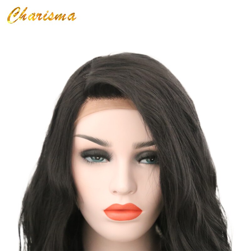 Charisma peruca sintética, peruca de cabelo longo com renda frontal, cor preta, com linha fina natural, para mulheres negras