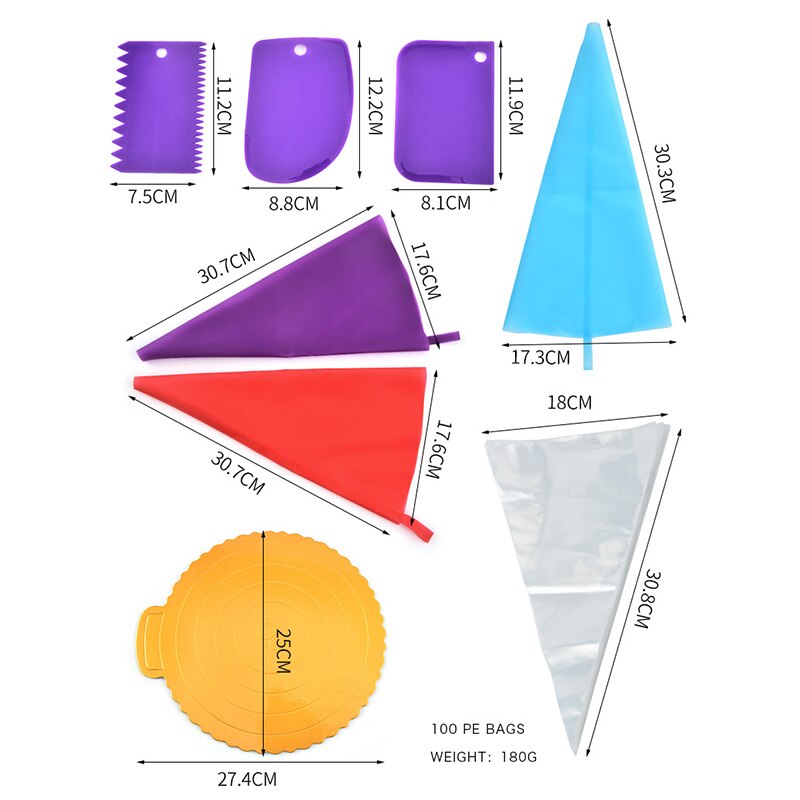 151pcs/set Cake Turntable Set Multifunction Cake Decorating Tool Kit Anti-skid Round Cake Stand Pastry Fondant Tool Baking Tools
