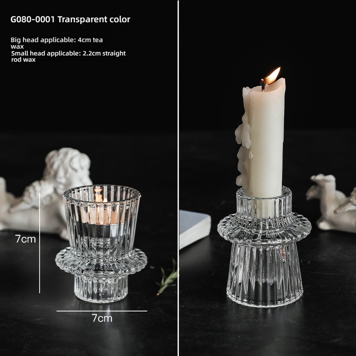 Portavelas de pilar de cristal transparente para candelabros de de mesa, centro de mesa decorativo para comedor en casa: BLANCO