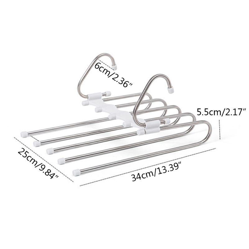 Multifunction Pants Hanger 5 Tier Stainless Steel Trousers Rack Clothes Storage 896A