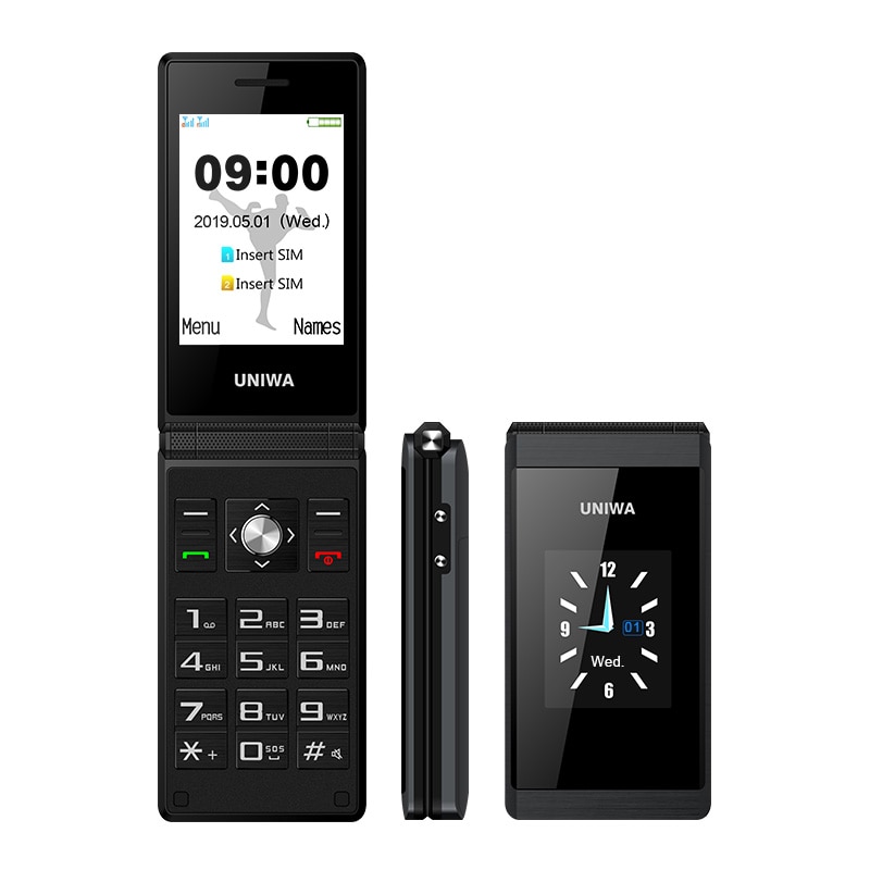 Uniwa X28 2G Gsm Clamshell Flip Mobiele Telefoon Senior Grote Drukknop Mobiele Telefoons Dual Sim Fm Radio Russische hebreeuws Toetsenbord