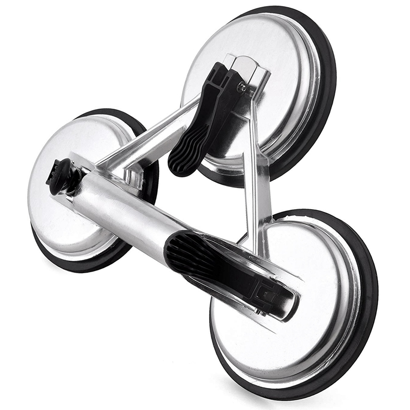 Gtbl heavy duty tredobbelt låsende sugekop pude, aluminium 3 plader hånd vakuumløfter til fliser & glas & granit, niveau action type