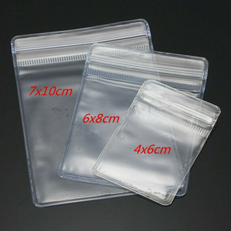 100pcs Thick Grip Resealable Zip Lock Bags Self Seal Clear Plastic Poly Bag
