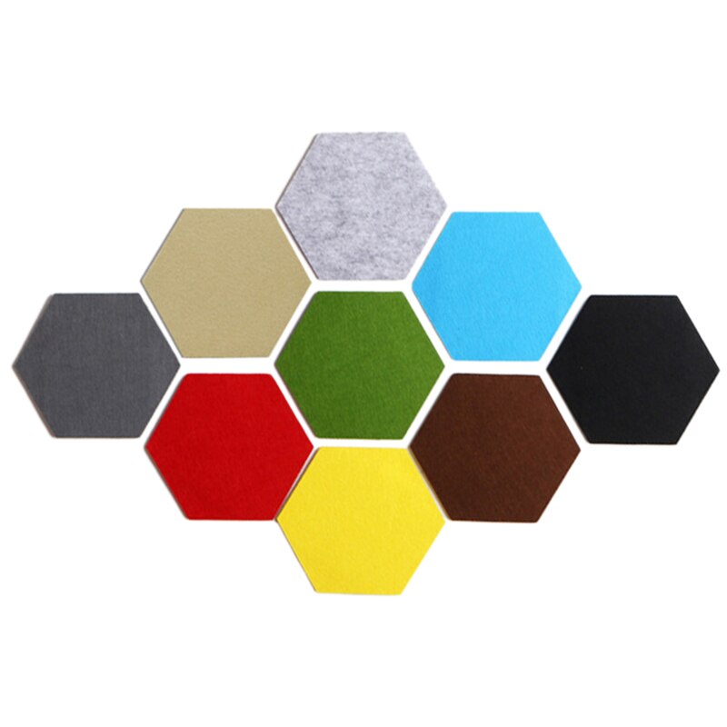9 stk / sæt sekskantfiltplade sekskantet farvefiltvægsticker multifunktion 3d dekorativt hjem opslagstavle selvklæbende barn: Default Title