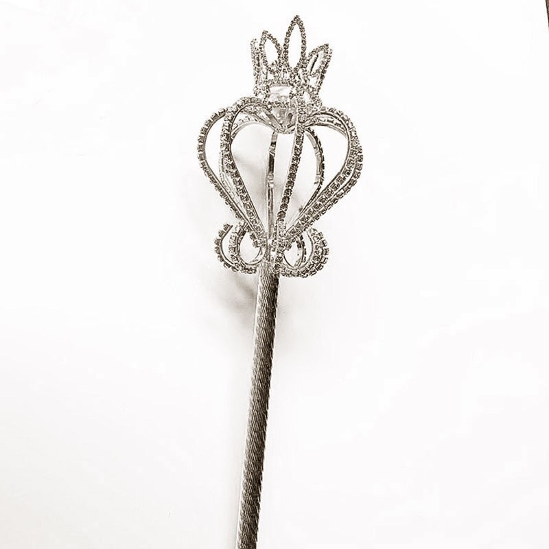 Bling krystal scepter tryllestav guld / sølv farve tiaras og kroner scepter konge dronning bryllupsfest fest kostumer håndholdte rekvisitter: Stil 2