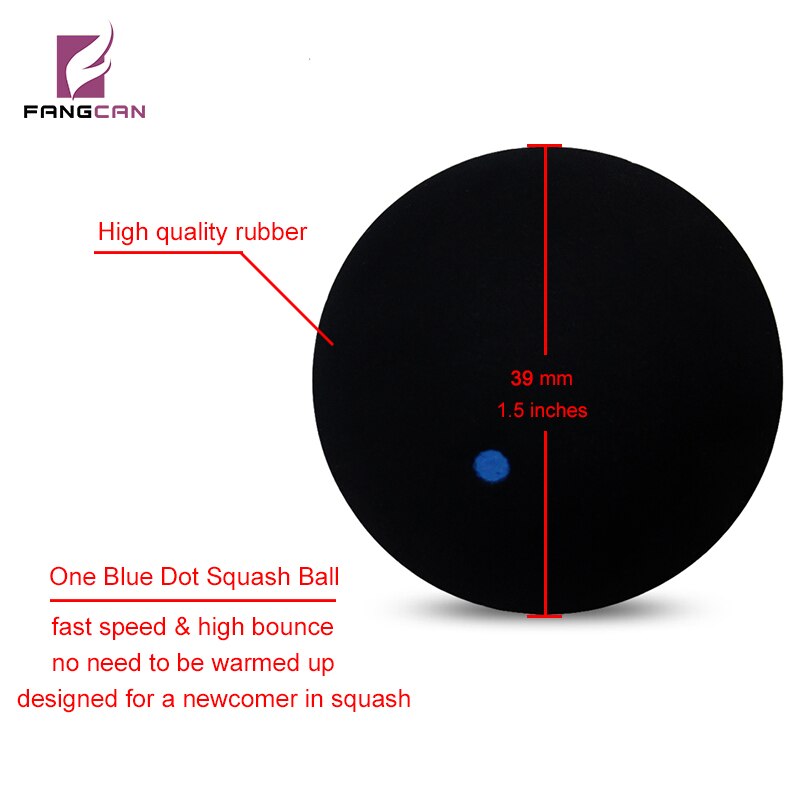 FANGCAN Single Blue Dot Squash Ball High Bounce Fast Speed Training Rubber Ball for Beginner Newcomer