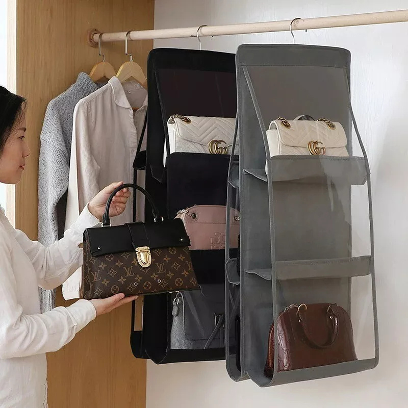 Support de rangement pour sac à main, organisateur peu encombrant, étagère transparente, collection de sacs, armoire, Cisco, confronse, 8 poches